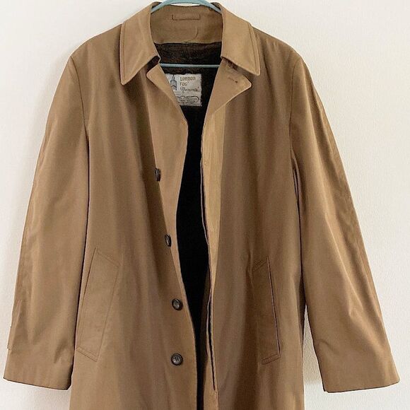 VTG London Fog Maincoat Long Tan Trench Coat 42 - Picture 1 of 7